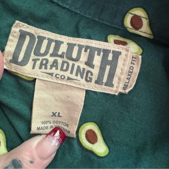 Duluth Trading Co. Avocado Print Short Sleeve Button Up Shirt - Picture 3 of 3